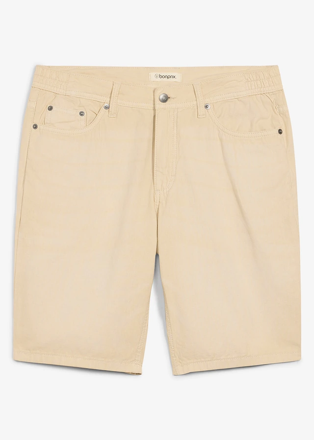 Lehké bermudy s pružným pasem, z barveného denimu, střih Regular Fit • světle písková • bonprix obchod
