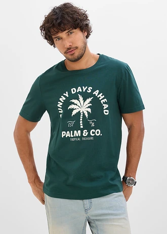 Tricou din bumbac 100%, culoare: verde profund cu imprimeu