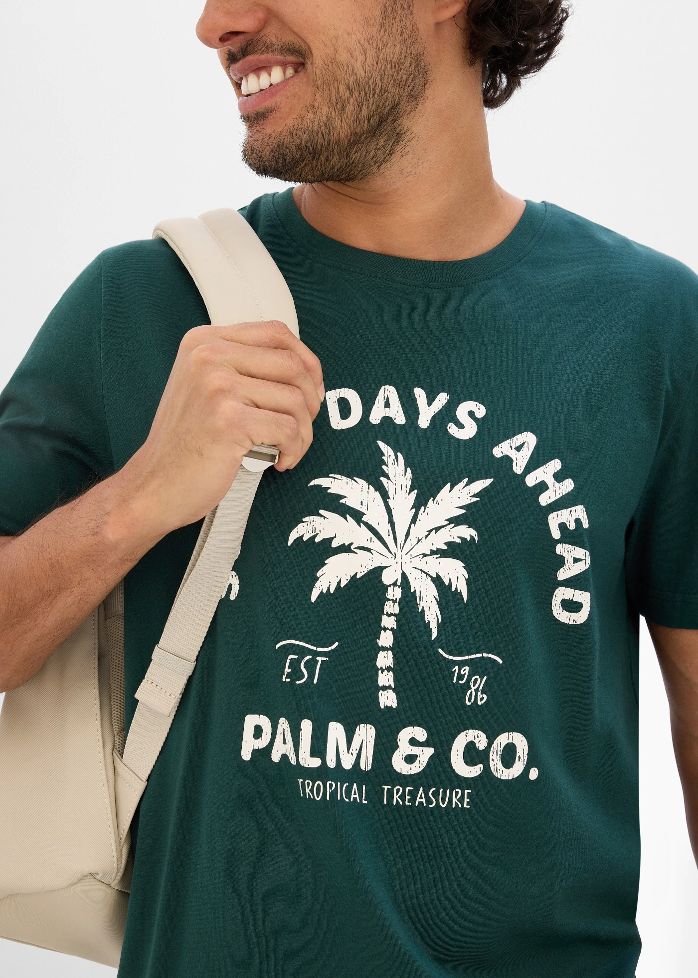 T-shirt van puur katoen • diepgroen met print • bonprix online shop
