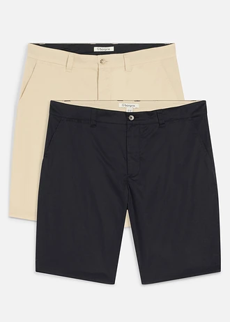 Stretch chino bermuda, regular fit (set van 2) • zwart+lichtsand • bonprix online shop