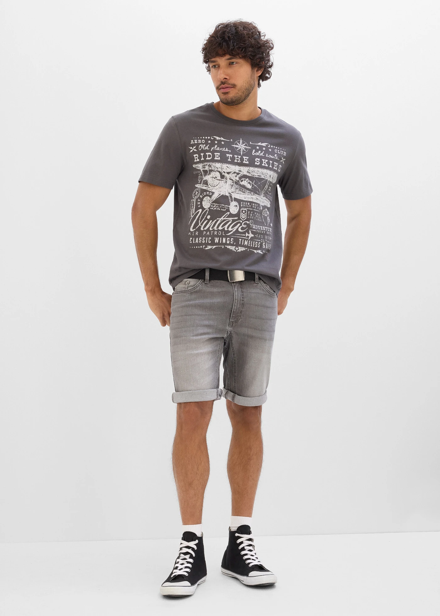 T-shirt van biologisch katoen • leisteengrijs met print • bonprix online shop