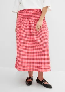 Maxi rok van een elastische katoenmix, Kleur: roze-aardbeirood geruit