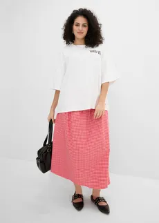 Maxi rok van een elastische katoenmix, Kleur: roze-aardbeirood geruit