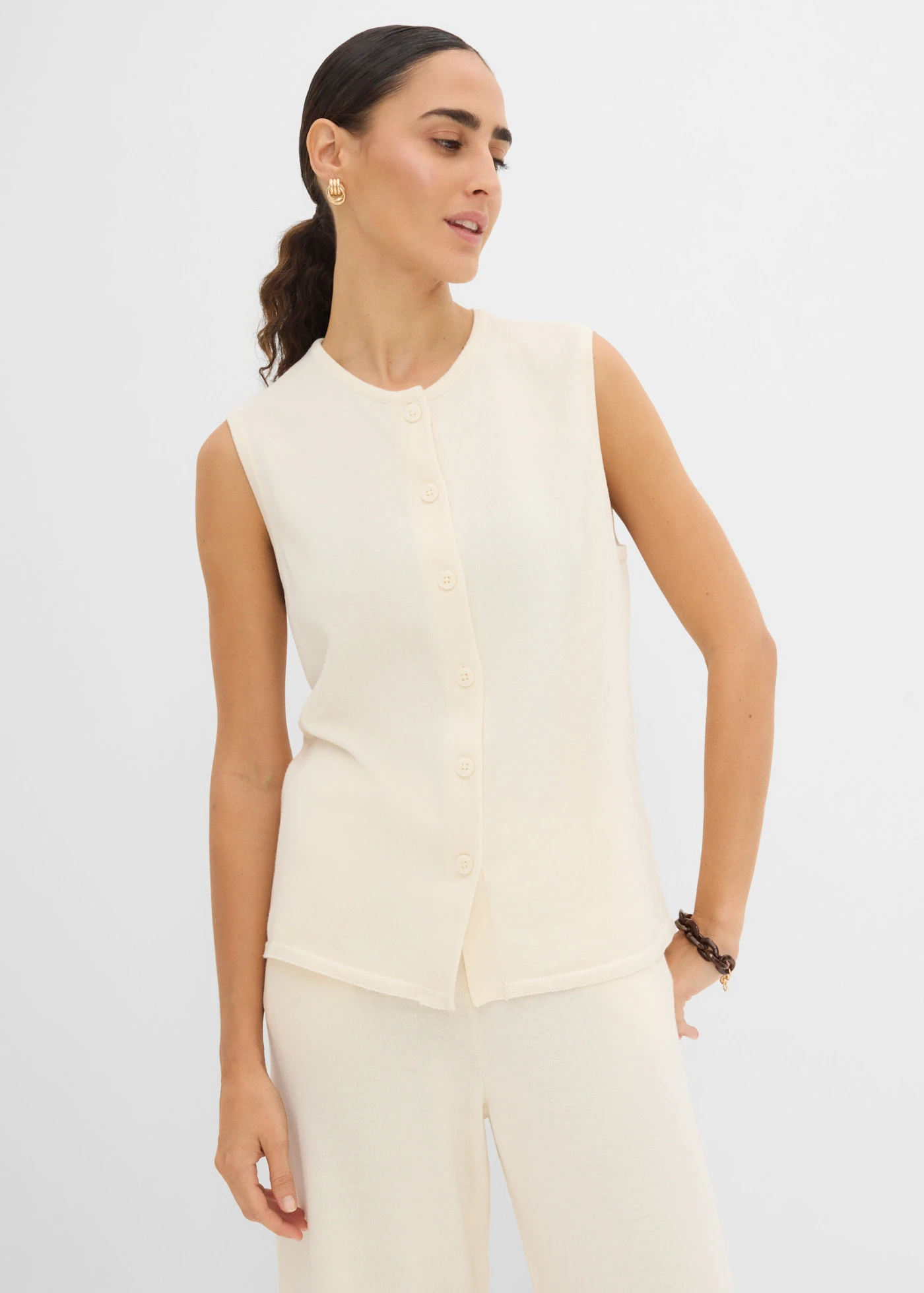 Gilet sans manches en maille estivale • blanc nacré • Boutique bonprix