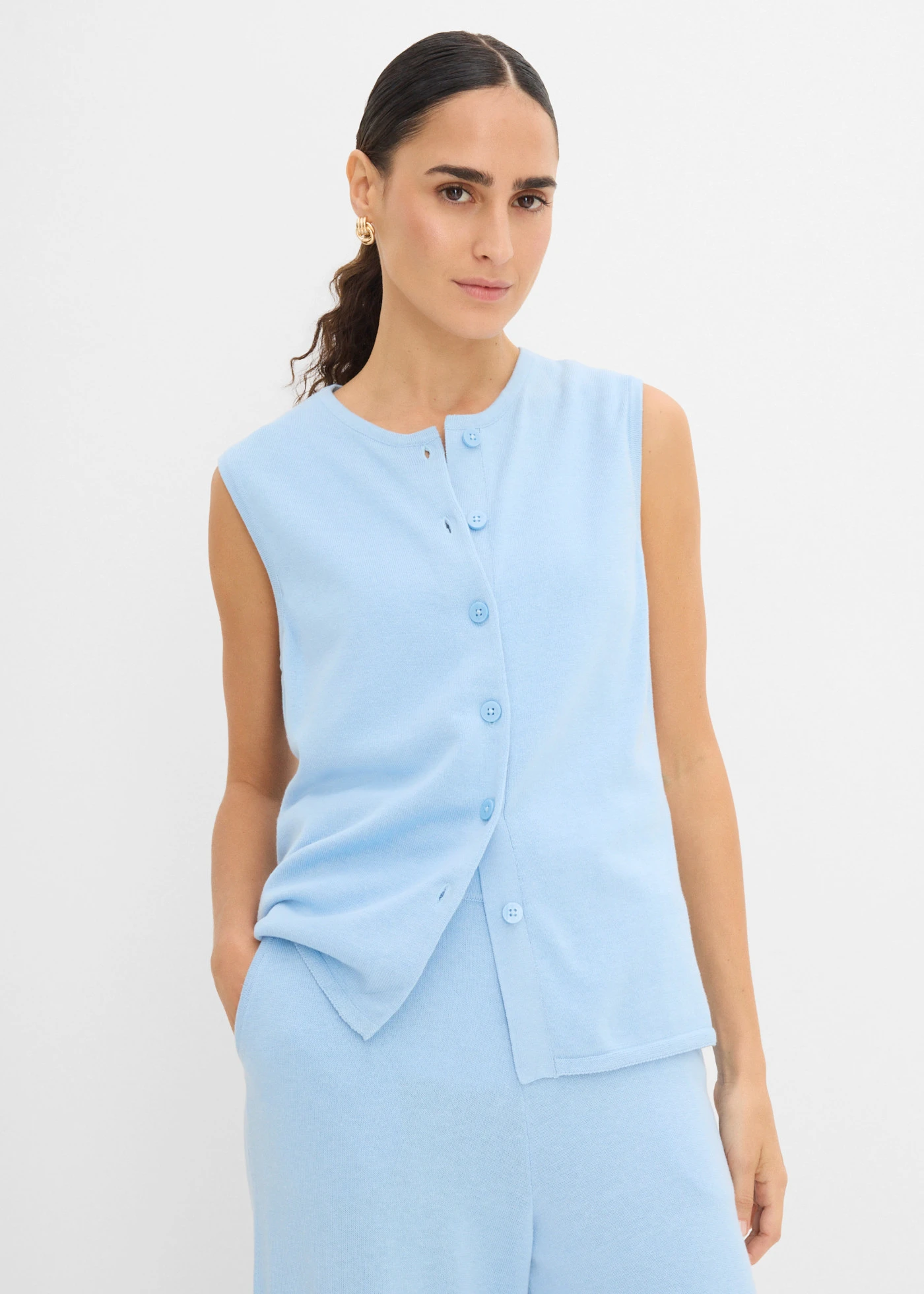 Gilet sans manches en maille estivale • bleu clair • Boutique bonprix