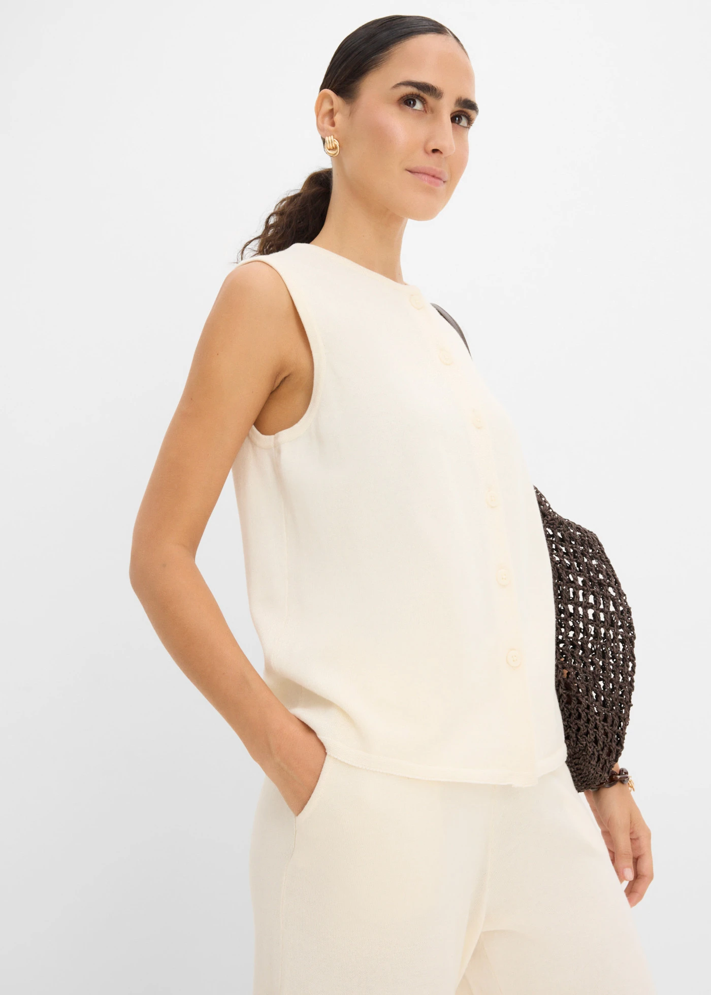Mouwloos vest voor de zomer • parelwit • bonprix online shop