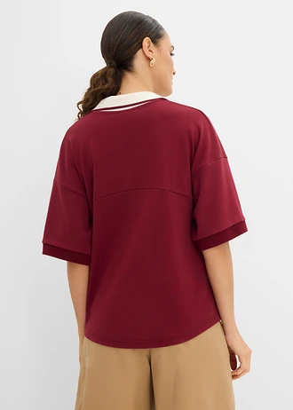 Poloshirt van puur katoen • robijnrood-wolwit • bonprix online shop