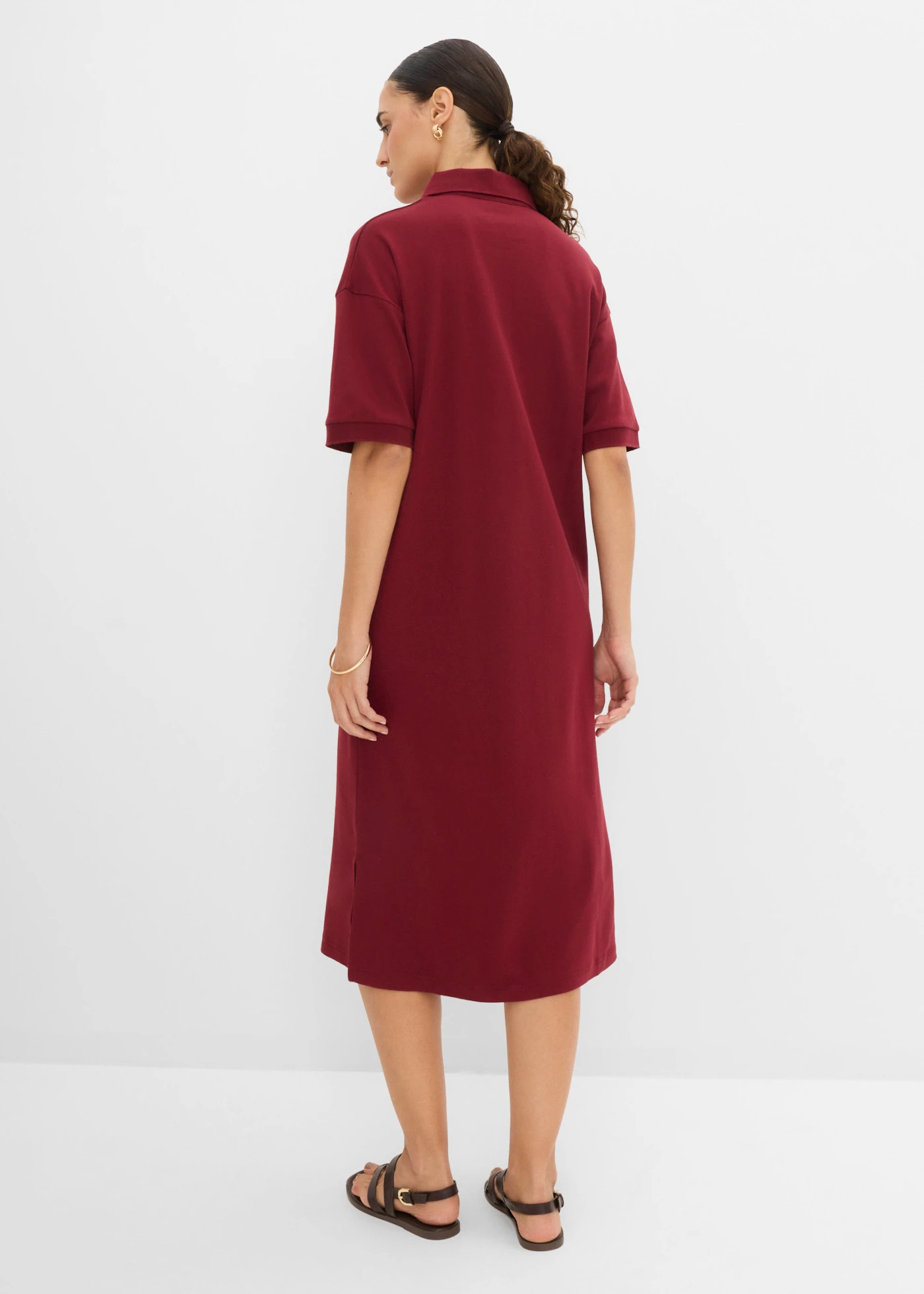 Robe midi 100% coton à col polo • rouge rubis • Boutique bonprix