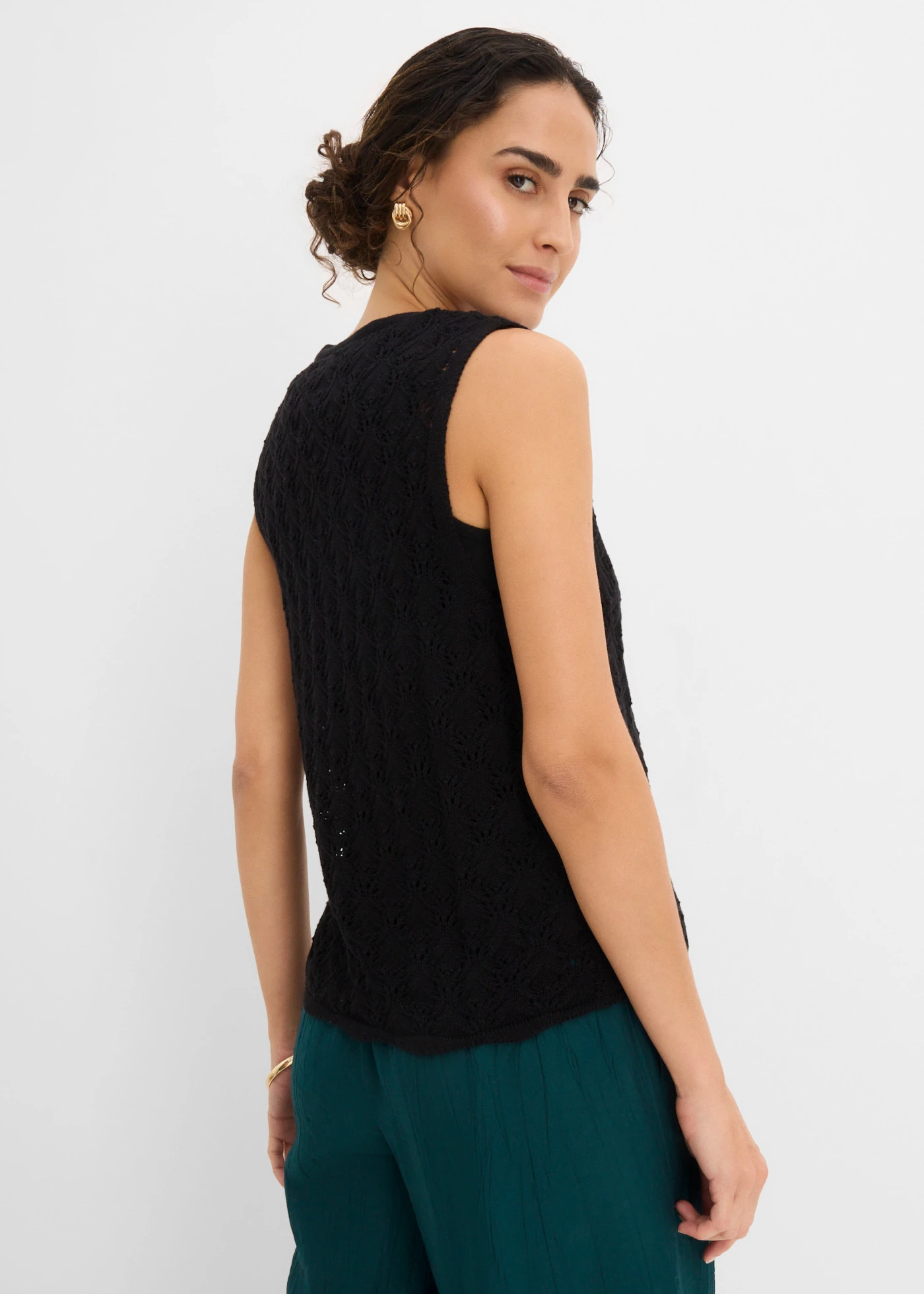 Jachetă tricotată ajurat • negru • magazin bonprix