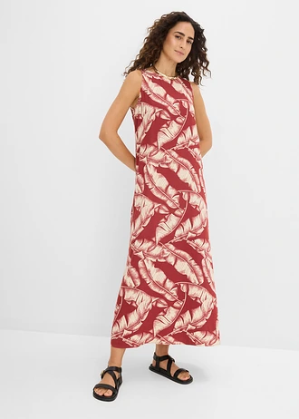 Wijde jurk met allover print van een viscosemix • woestijnrood/lichtsand gedessineerd • bonprix online shop