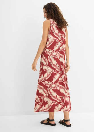 Wijde jurk met allover print van een viscosemix • woestijnrood/lichtsand gedessineerd • bonprix online shop