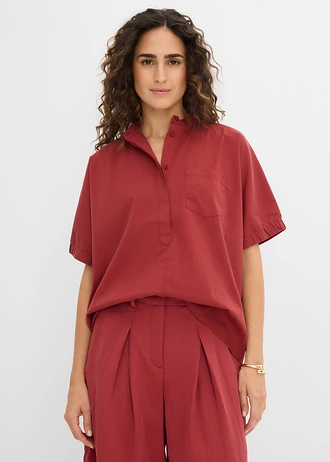 Oversized blouse met korte mouwen, Kleur: woestijnrood