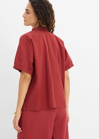 Oversized blouse met korte mouwen, Kleur: woestijnrood