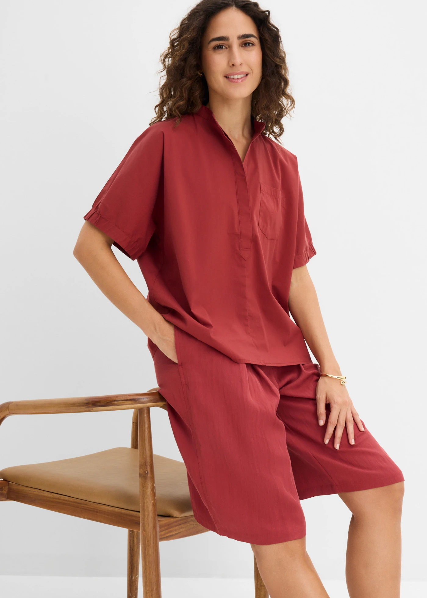 Oversized blouse met korte mouwen • woestijnrood • bonprix online shop