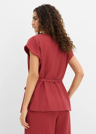 Vesttop met ceintuur van een viscosemix • woestijnrood • bonprix online shop