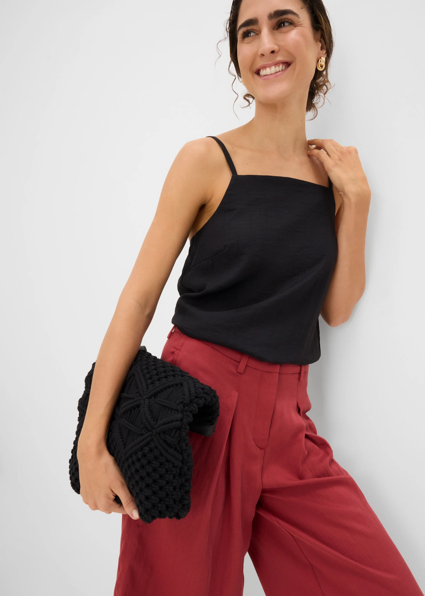 Top in een viscosemix met plissélook • zwart • bonprix online shop