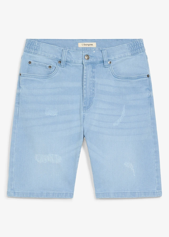 Jeansbermuda met elastische band, regular fit