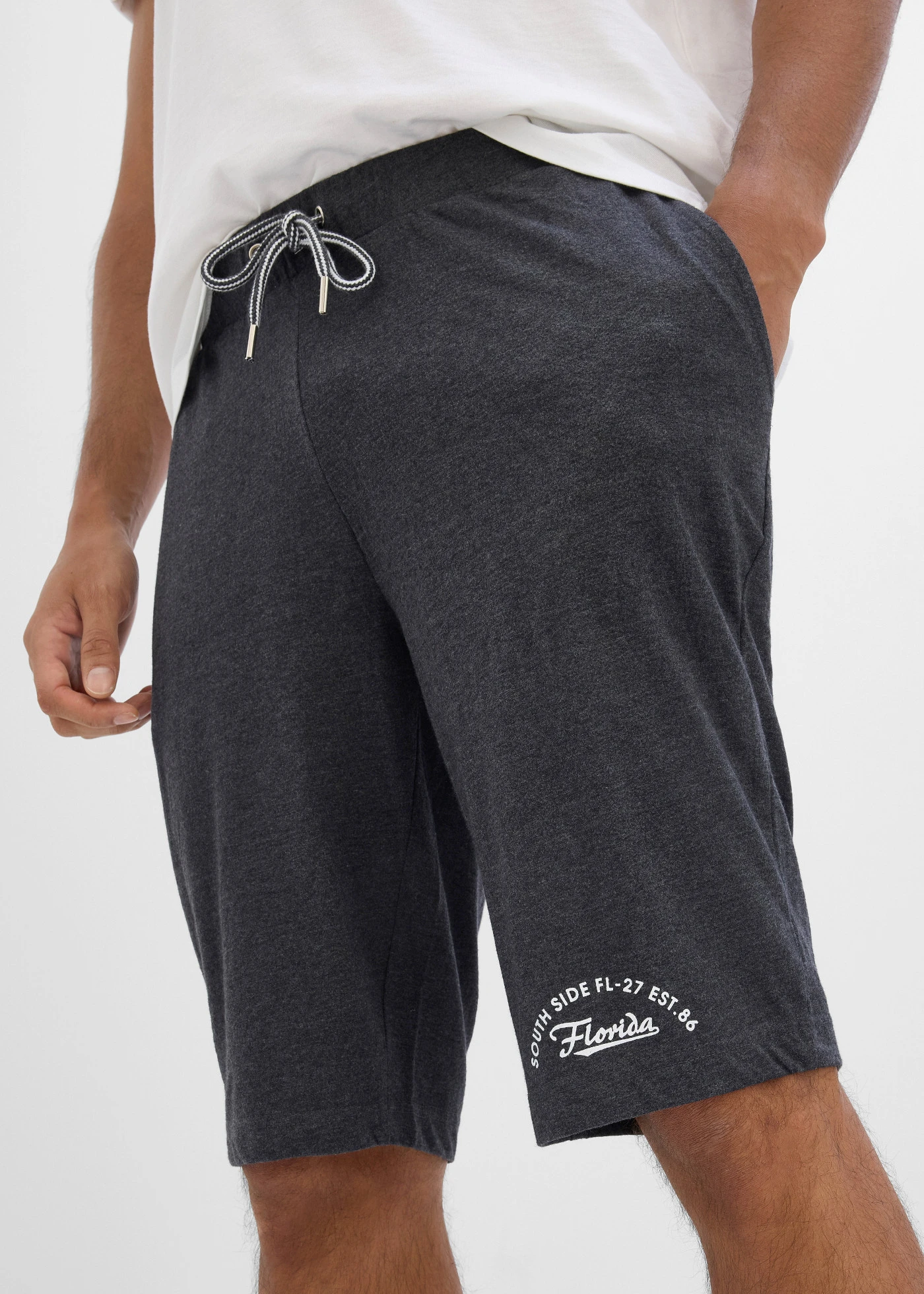 Bermude de jerse din bumbac organic 100% • gri-antracit melanj • magazin bonprix