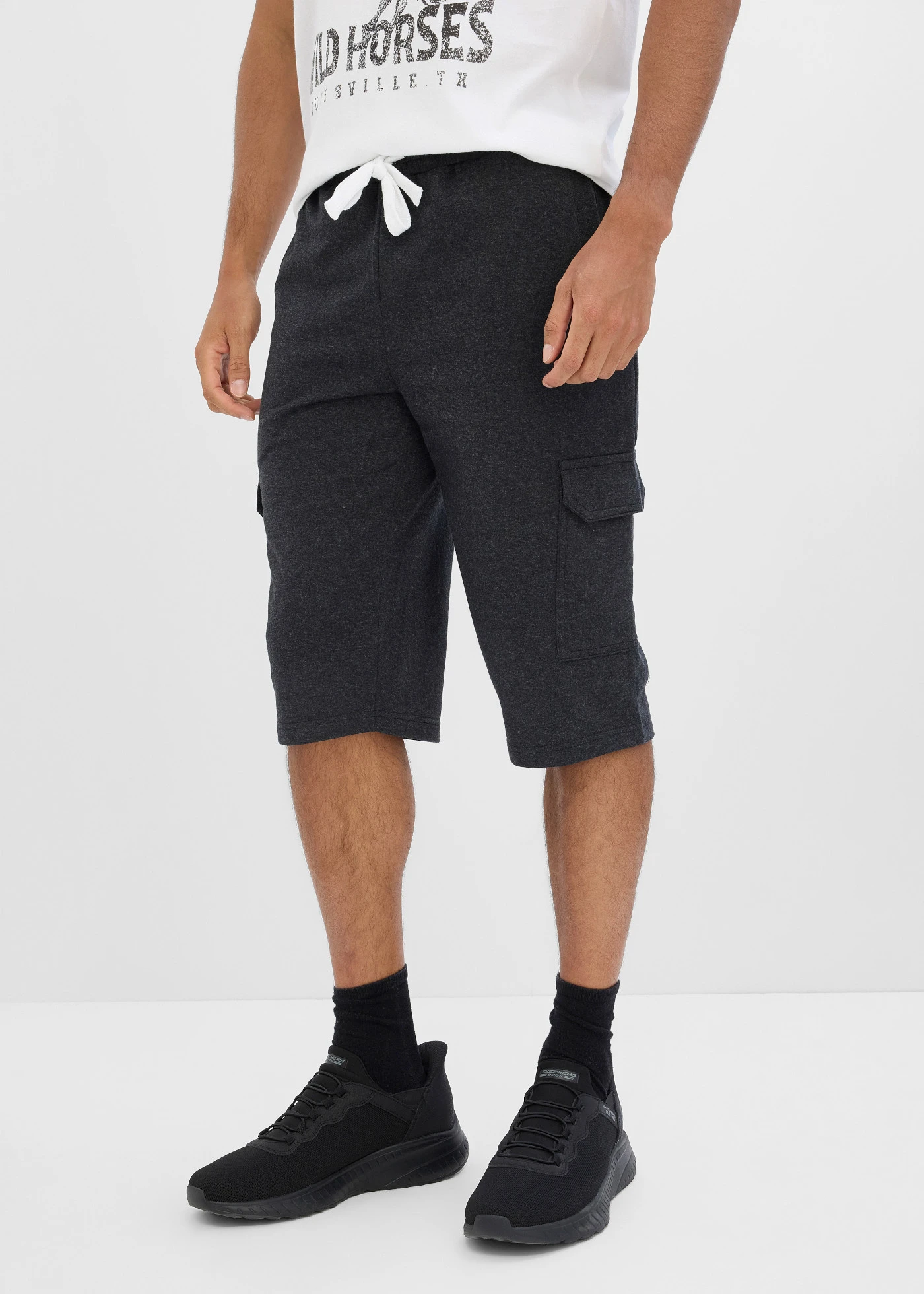 Bermuda cargo en sweat 100% coton • anthracite chiné • Boutique bonprix