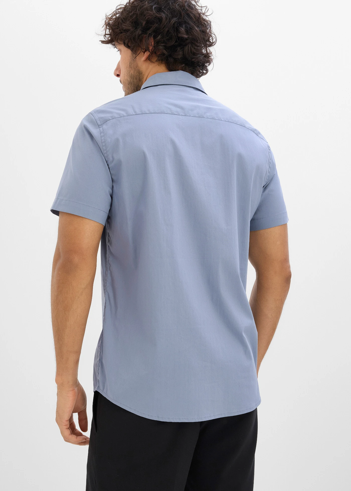 Koszula z krótkim rękawem, ze stretchem, slim fit • niebieski dymny • sklep bonprix
