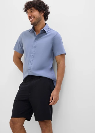 Koszula z krótkim rękawem, ze stretchem, slim fit • niebieski dymny • sklep bonprix