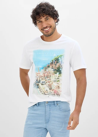 Tricou din bumbac organic 100%, culoare: alb cu imprimeu