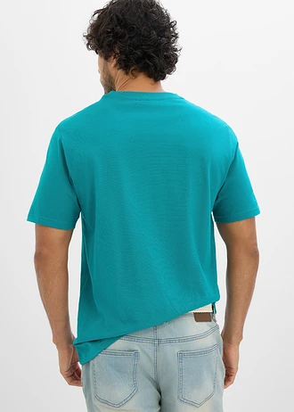 Tricou din bumbac 100%, culoare: turcuoaz cobalt, cu imprimeu