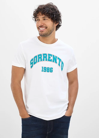 Tricou din bumbac 100% • alb cu imprimeu • magazin bonprix