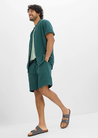 Overhemd en short van mousseline (2-dlg. set) • diepgroen • bonprix online shop