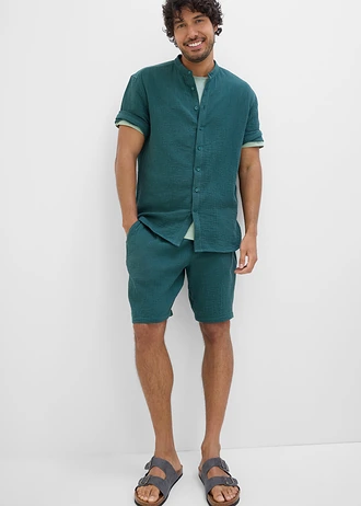 Overhemd en short van mousseline (2-dlg. set) • diepgroen • bonprix online shop