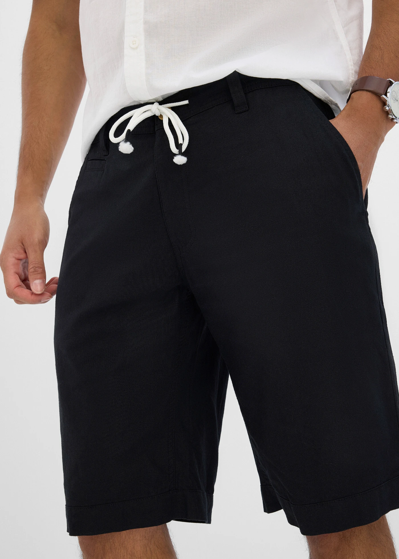 Regular fit bermuda van linnen • zwart • bonprix online shop