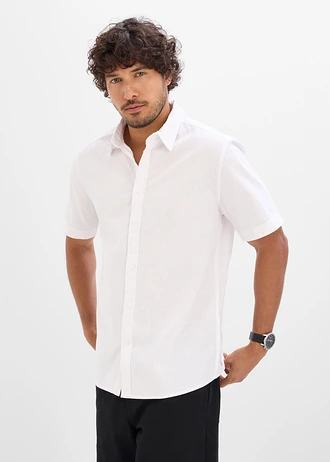 Overhemd met linnen, korte mouw • wit • bonprix online shop