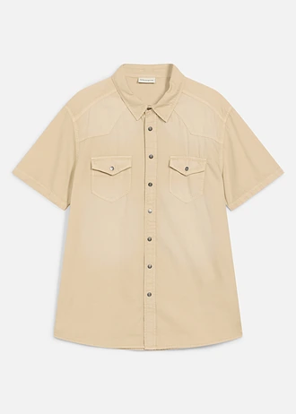 Koszula jeansowa z krótkim rękawem z kolorowego denimu, slim fit