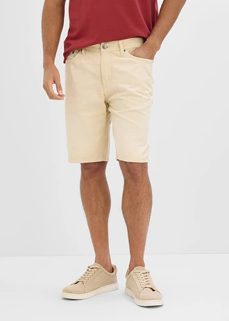 Lehké bermudy s pružným pasem, z barveného denimu, střih Regular Fit • světle písková • bonprix obchod