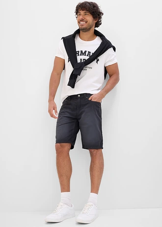 Lehké bermudy s pružným pasem, z barveného denimu, střih Regular Fit (2 ks v balení) • světle písková + černý denim • bonprix obchod