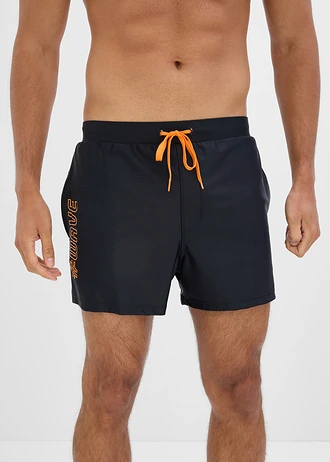 Zwemshort van elastisch materiaal, Kleur: zwart/oranje
