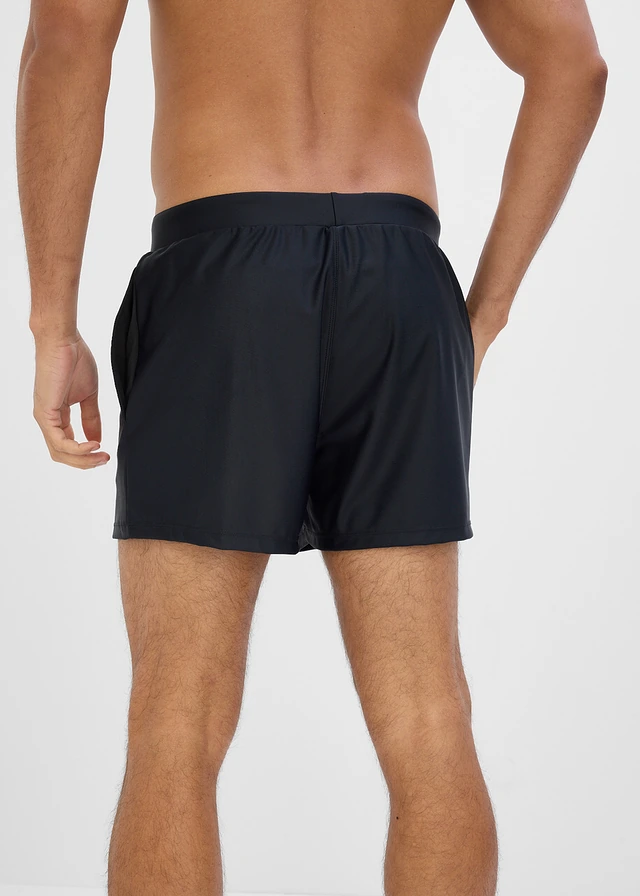 Șort de baie din material elastic • negru/portocaliu • magazin bonprix
