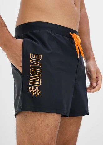 Zwemshort van elastisch materiaal • zwart/oranje • bonprix online shop
