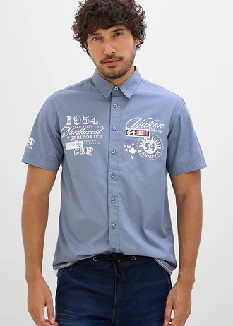 Košile s krátkým rukávem, Slim Fit • kouřově modrá s potiskem • bonprix obchod