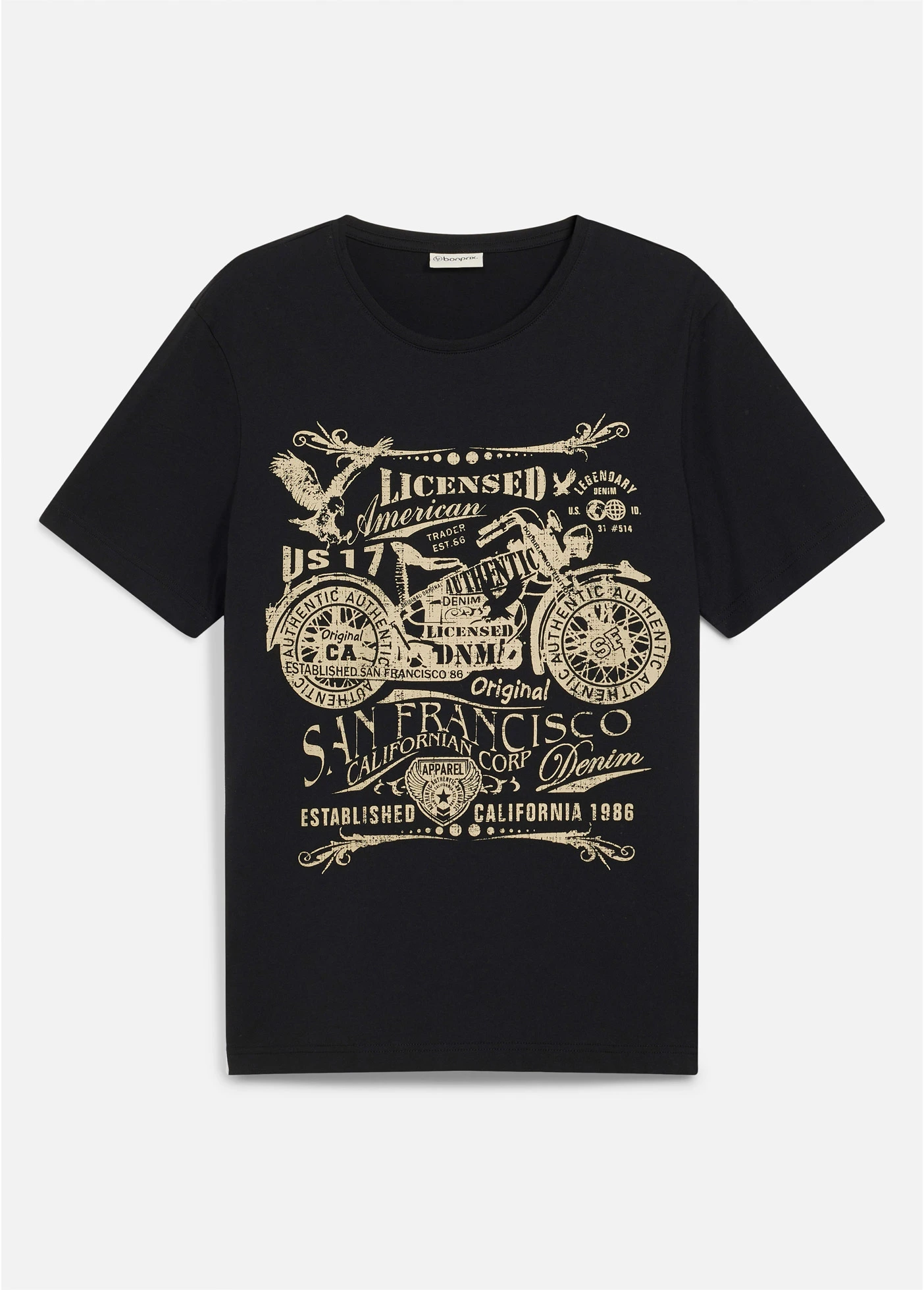 T-shirt van puur katoen • zwart met print • bonprix online shop