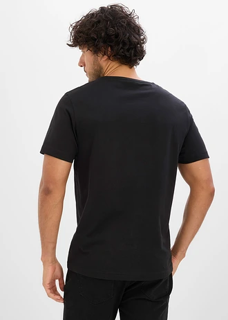 T-shirt z czystej bawełny, kolor: czarny z nadrukiem