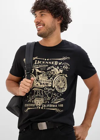 T-shirt van puur katoen • zwart met print • bonprix online shop