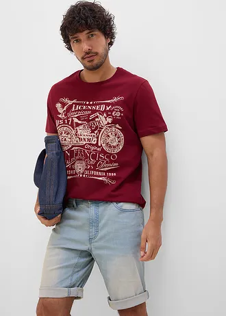 T-shirt z czystej bawełny • czerwony rubinowy z nadrukiem • sklep bonprix