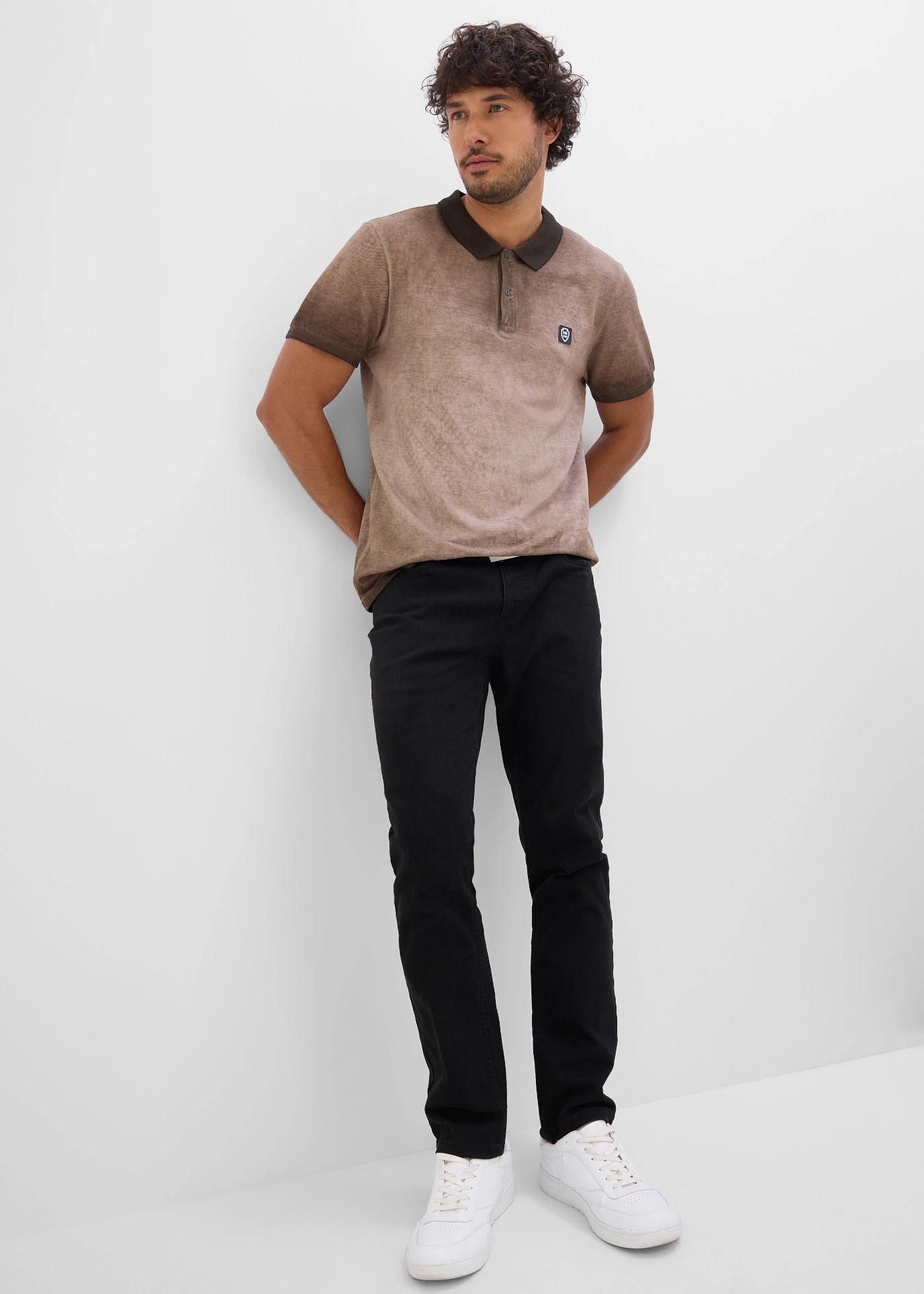 Piqué poloshirt in washed out look • taupe • bonprix online shop