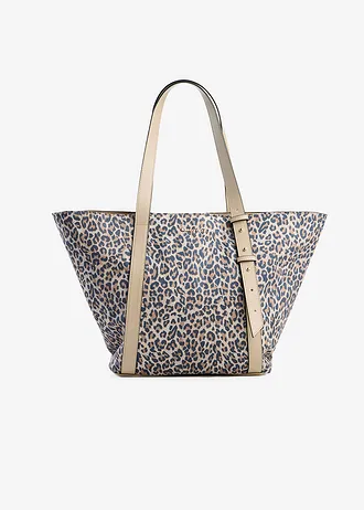 Geantă shopper Marco Tozzi • bej nisipiu-negru-bej-crem cu imprimeu leo • magazin bonprix