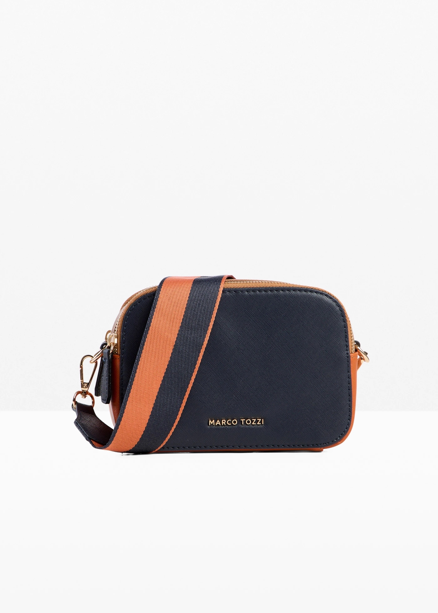 Kabelka Crossbody Marco Tozzi • tmavomodrá-oranžová-zlatá • obchod bonprix