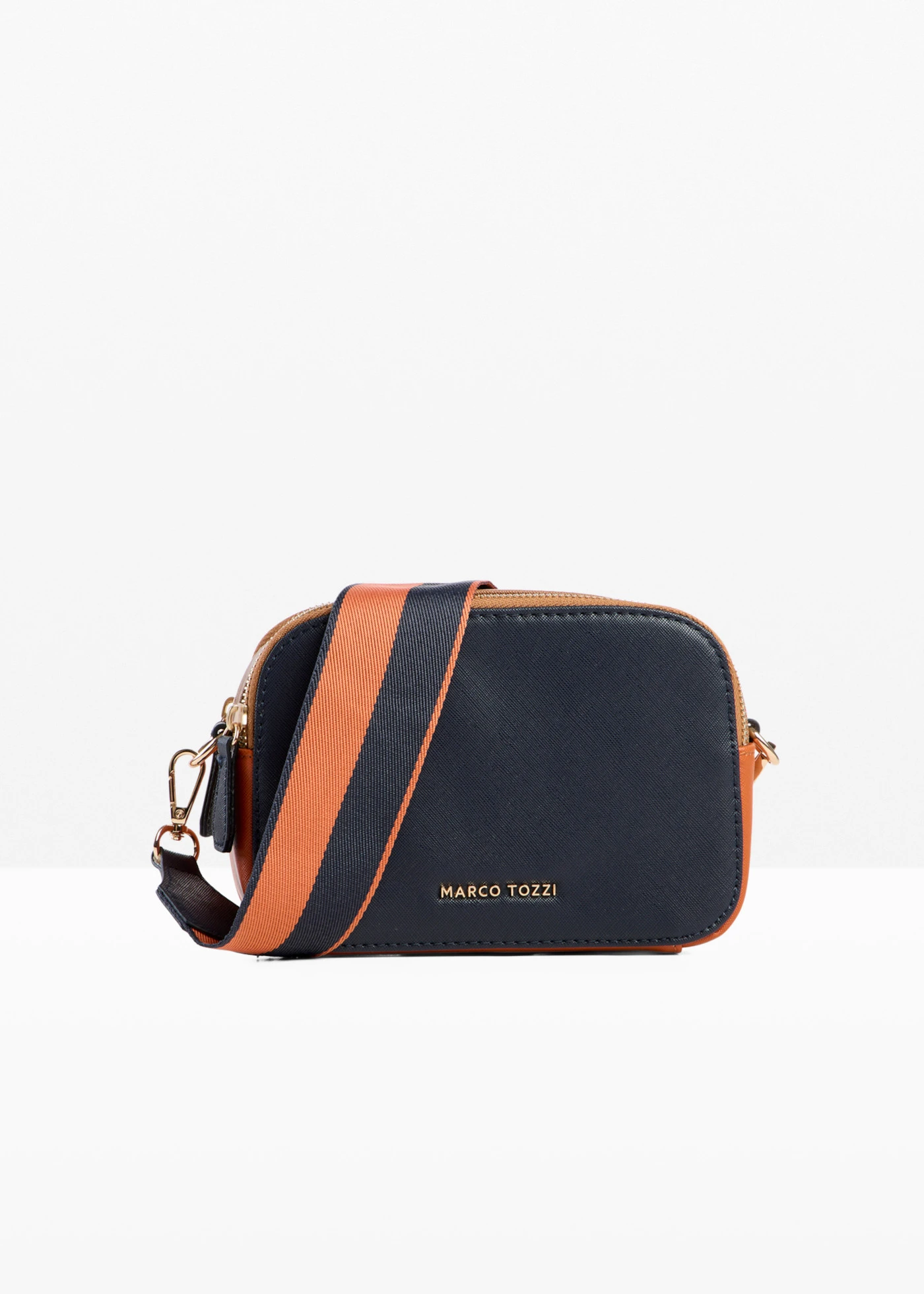 Sac à bandoulière Marco Tozzi • bleu foncé-orange-doré • Boutique bonprix