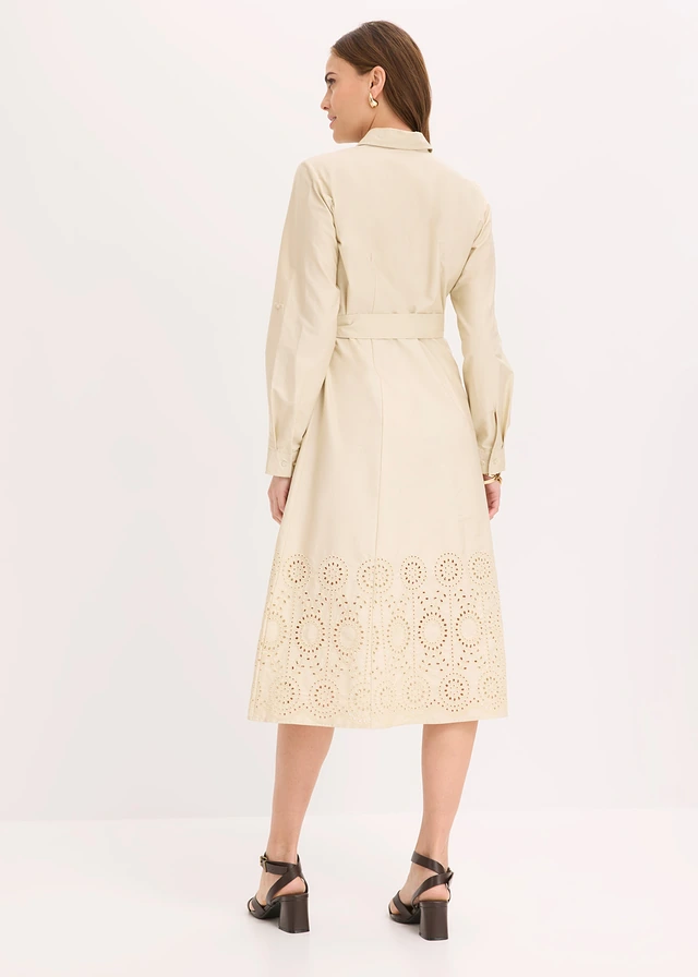 Robe-chemise avec broderies anglaises, Couleur: sable clair