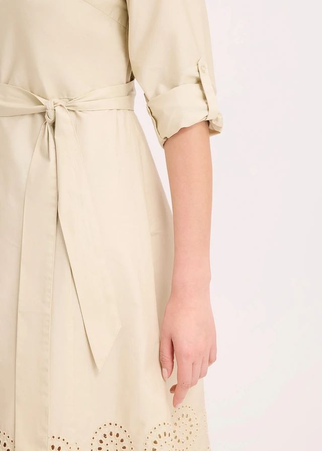 Overhemdjurk met broderie anglaise • lichtsand • product-page.page-title-suffix