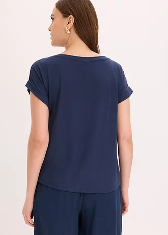 T-shirt à broderies anglaises • bleu foncé • Boutique bonprix